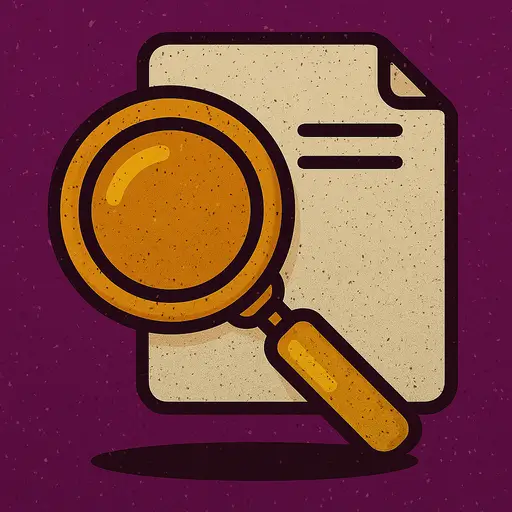 Icono de lupa y documento para análisis previo de proyectos