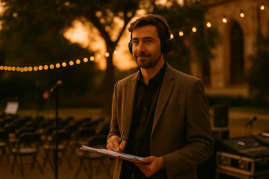 Músico de jazz sonriente, cliente ideal para producción de eventos